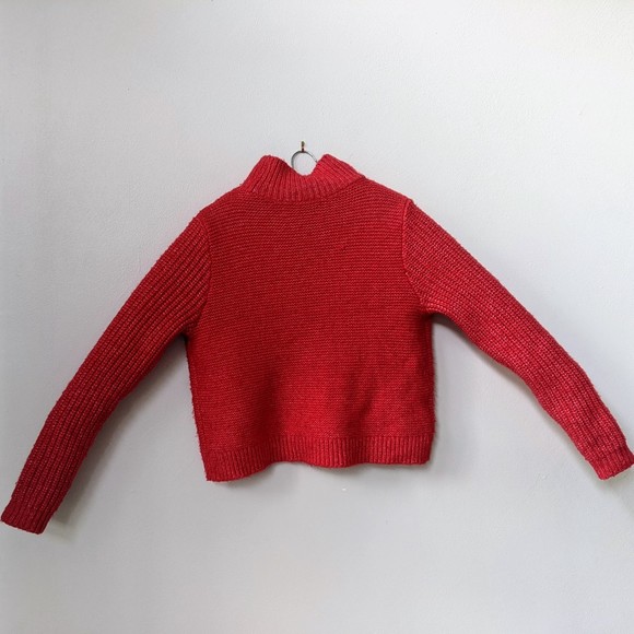 Red cable knit sweater, mock neck. Loft sz Medium. Holiday sweater - Picture 2 of 8